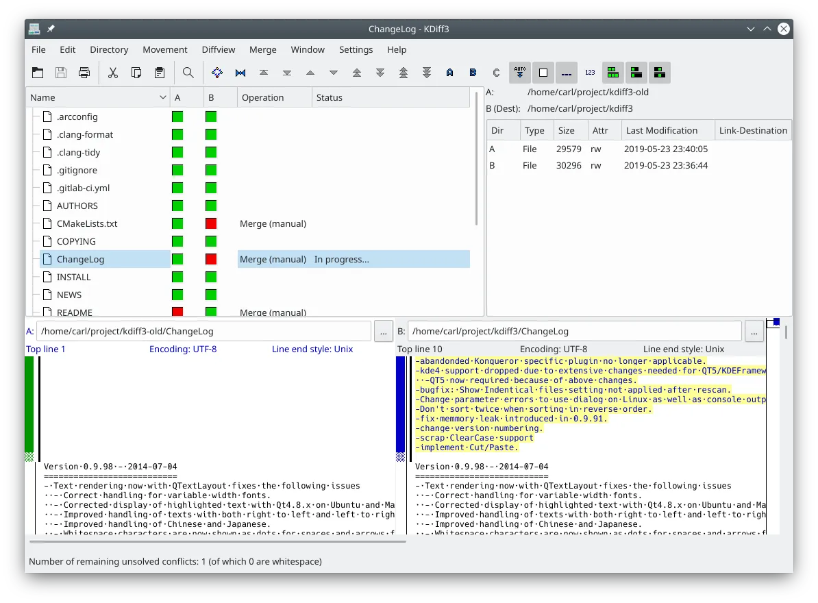 Kdiff3 File Comparator tool