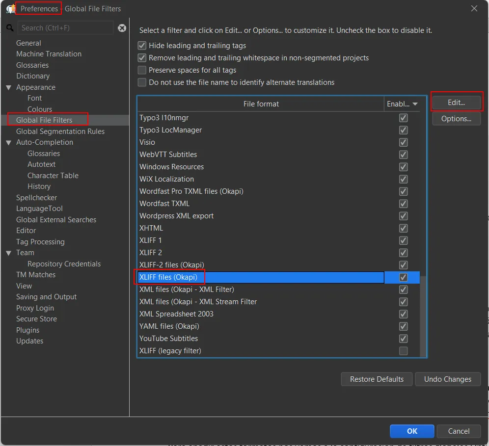 Okapi Filters integration