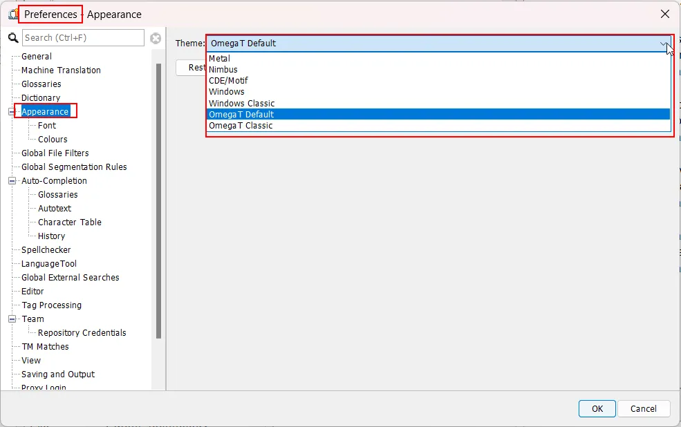 OmegaT Default Themes
